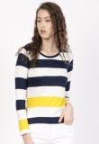 Ether White & Navy Striped T Shirt Women