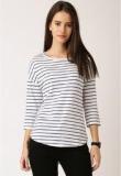 Ether White Striped T Shirt Women