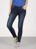 Ether Women Navy Blue Skinny Fit Mid Rise Clean Look Stretchable Jeans