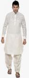 Ethiic Beige Printed Kurta Pyjamas men