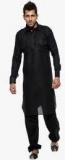 Ethiic Black Solid Kurta Pyjamas Men