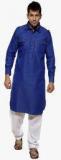 Ethiic Blue Solid Kurta Pyjama Men