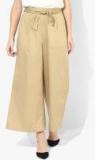 Evah London Khaki Solid Loose Fit Chinos Women