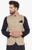 Even Beige Printed Ethnic Jacket Men