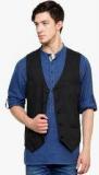 Even Black Solid Waistcoat men