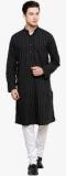 Even Black Striped Kurta Men