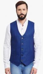 Even Blue Solid Waistcoat men