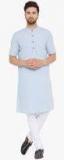 Even Blue Woven Design Kurta Men