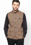 Even Brown Solid Nehru Jacket Men