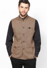 Even Brown Solid Nehru Jacket men