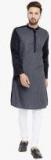 Even Charcoal Woven Design Kurta Men