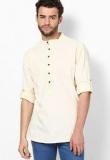 Even Cream Solid Slim Fit Kurta Men