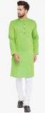 Even Green Woven Design Kurta Men