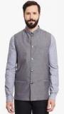 Even Grey Solid Ethnic Jacket men