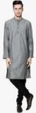 Even Grey Solid Kurta Men