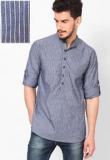 Even Grey Stripes Slim Fit Kurta Men