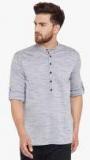 Even Grey Woven Design Kurta Men