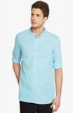 Even Light Blue Solid Short Kurta Men