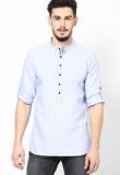 Even Light Blue Solid Slim Fit Kurta Men