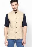 Even Linen Solid Cream Nehru Jacket Men