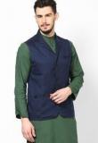 Even Linen Solid Navy Blue Summer Jacket Men