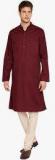 Even Maroon Solid Kurta Men