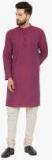 Even Mauve Solid Kurta Men