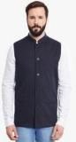 Even Navy Blue Solid Ethnic Jacket men