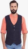 Even Navy Blue Solid Waistcoat men