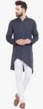 Even Navy Blue Striped Straight Kurta Men