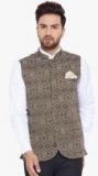 Even Olive Printed Ethnic Jacket Men