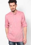 Even Pink Solid Slim Fit Kurta Men