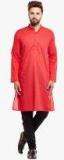 Even Red Solid Kurta Men