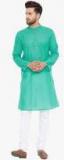 Even Sea Green Solid Kurta Men