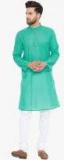 Even Sea Green Solid Kurta Pyjama Set Men