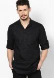 Even Solid Black Slim Fit Kurta Men