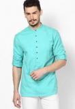 Even Solid Green Slim Fit Kurta Men