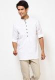 Even Solid White Thigh Length Kurta men