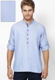 Even Striped Blue Kurta Men