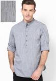 Even Striped Grey Kurta Men