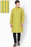 Even Striped Yellow Kurta Men