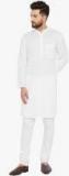 Even White Woven Design Kurta Men