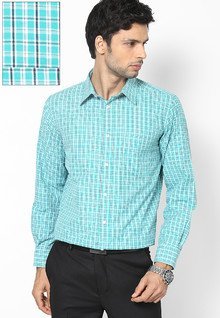 Excalibur Aqua Blue Checks Formal Shirt men