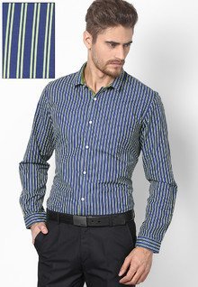 Excalibur Blue Striped Formal Shirt men