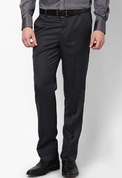 Excalibur Navy Blue Formal Trousers Men