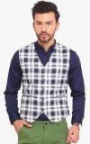 Exitplay Blue Checked Waistcoat Men