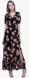 Faballey Black Coloured Printed Maxi Dress women