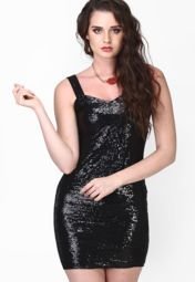 Faballey Black Knit Dresses Women