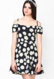 Faballey Black Printed Skater Dress Women