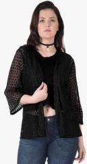 Faballey Curve Black Solid Shrug women